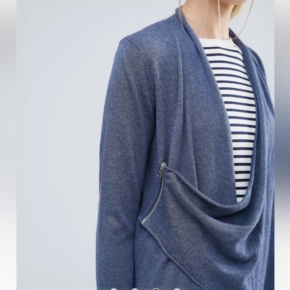 Abercrombie and Fitch Navy Blue Drape Waterfall Cardigan Small - Picture 12 of 12